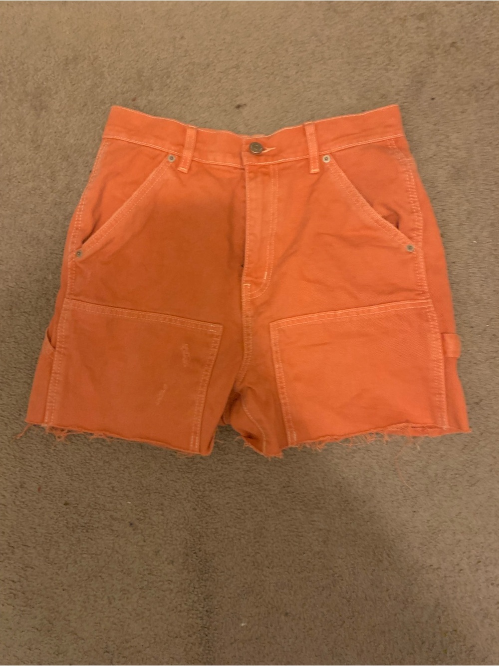 Orange BDG Cutoff Carpenter Shorts